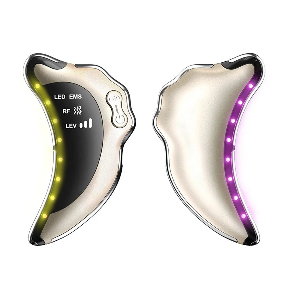 NY-S008 Gua Sha Facial Massager Portable Skin Scraping Tools RF / EMS Vibration Skin Care Instrument - White - 2