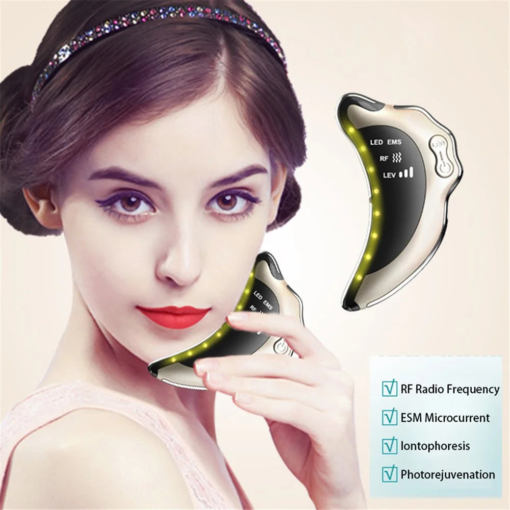 NY-S008 Gua Sha Facial Massager Portable Skin Scraping Tools RF / EMS Vibration Skin Care Instrument - White - 3