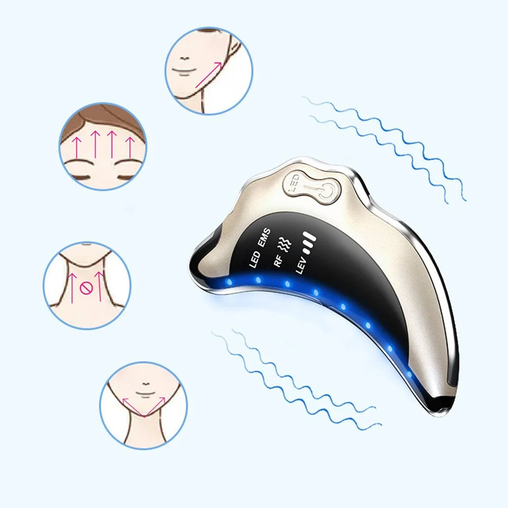 NY-S008 Gua Sha Facial Massager Portable Skin Scraping Tools RF / EMS Vibration Skin Care Instrument - White - 6