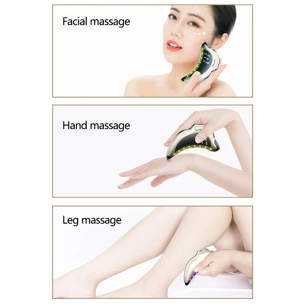 NY-S008 Gua Sha Facial Massager Portable Skin Scraping Tools RF / EMS Vibration Skin Care Instrument - White - 7