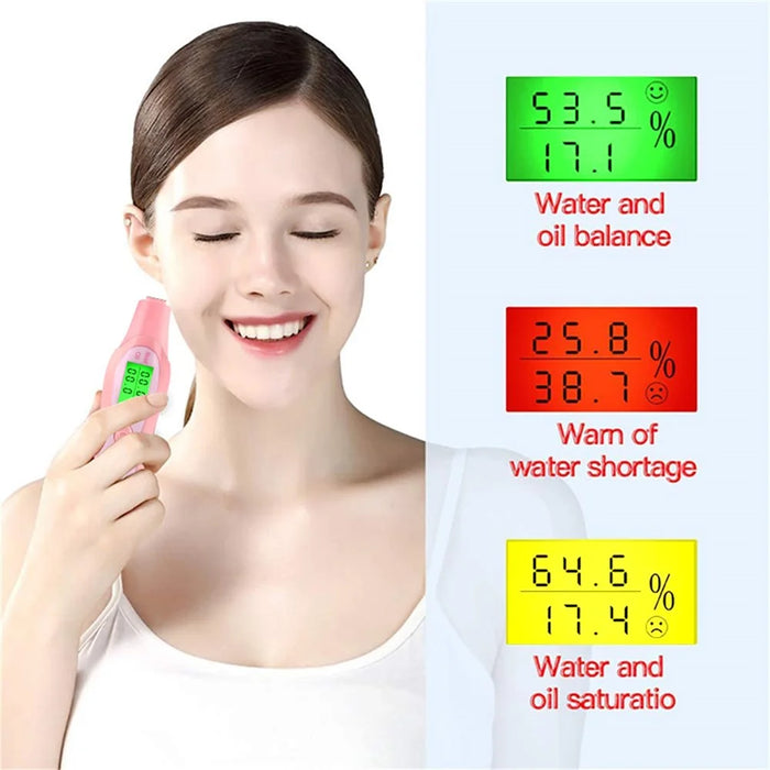 DYM-003 (6th Generation) Accurate LCD Display Skin Status Tester Facial Skin Moisture Oil Content Analyzer - Pink - 3