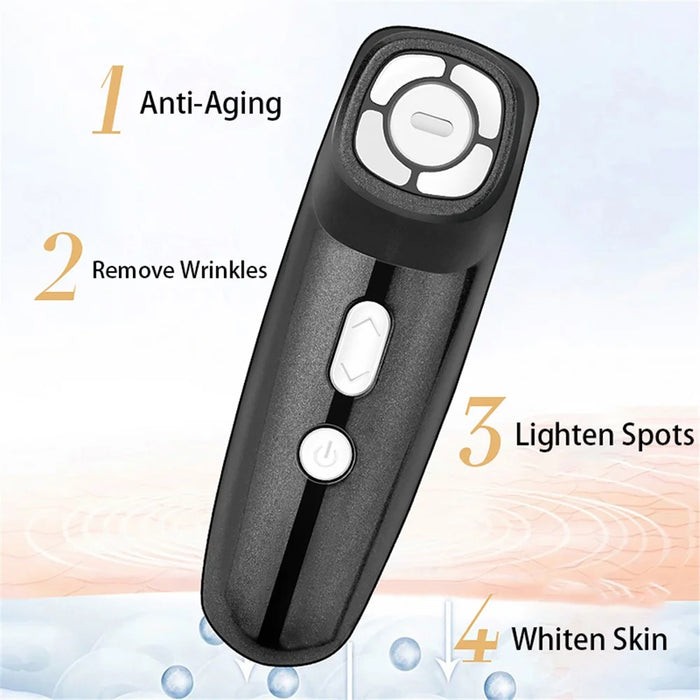 MO-1 Mini Pro Radio Frequency Beauty Device Ultrasonic Facial Massager Beauty Instrument - Black+White / US Plug - 4