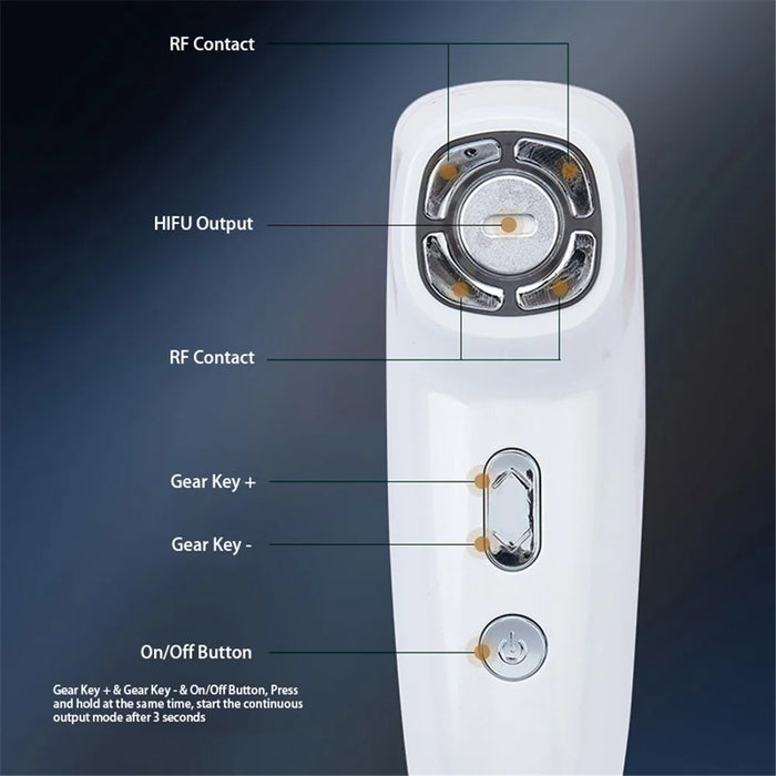 MO-1 Mini Pro Radio Frequency Beauty Device Ultrasonic Facial Massager Beauty Instrument - Black+White / US Plug - 5
