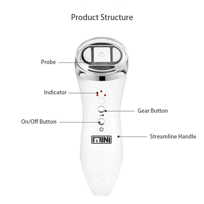 M0-1 Facial Spatula Mini RF Ultrasonic Face Massager Portable Facial Beauty Device - US Plug - 5