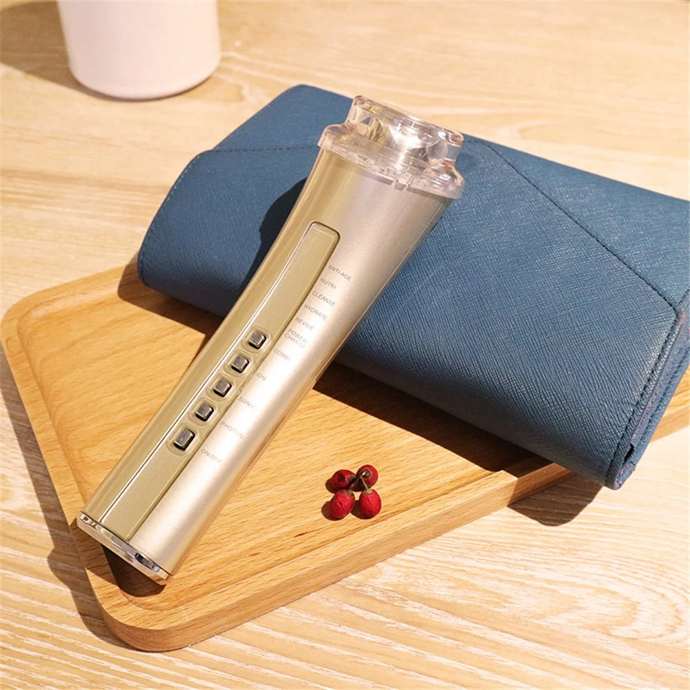 CM-5-2D Radio Frequency Facial Machine Multifunctional Skin Tightening Rejuvenation Skin Care Device Gift LED Light Therapy - Gold - 6
