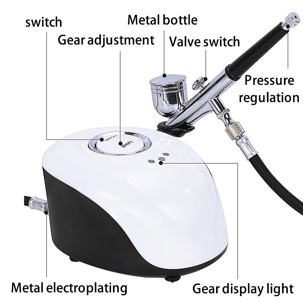 BS-103 Beauty Salon High Pressure Oxygen Injection Device Household Handheld Facial Nano Spray Moisturizing Machine, CE Certified (ST) - EU Plug - 5