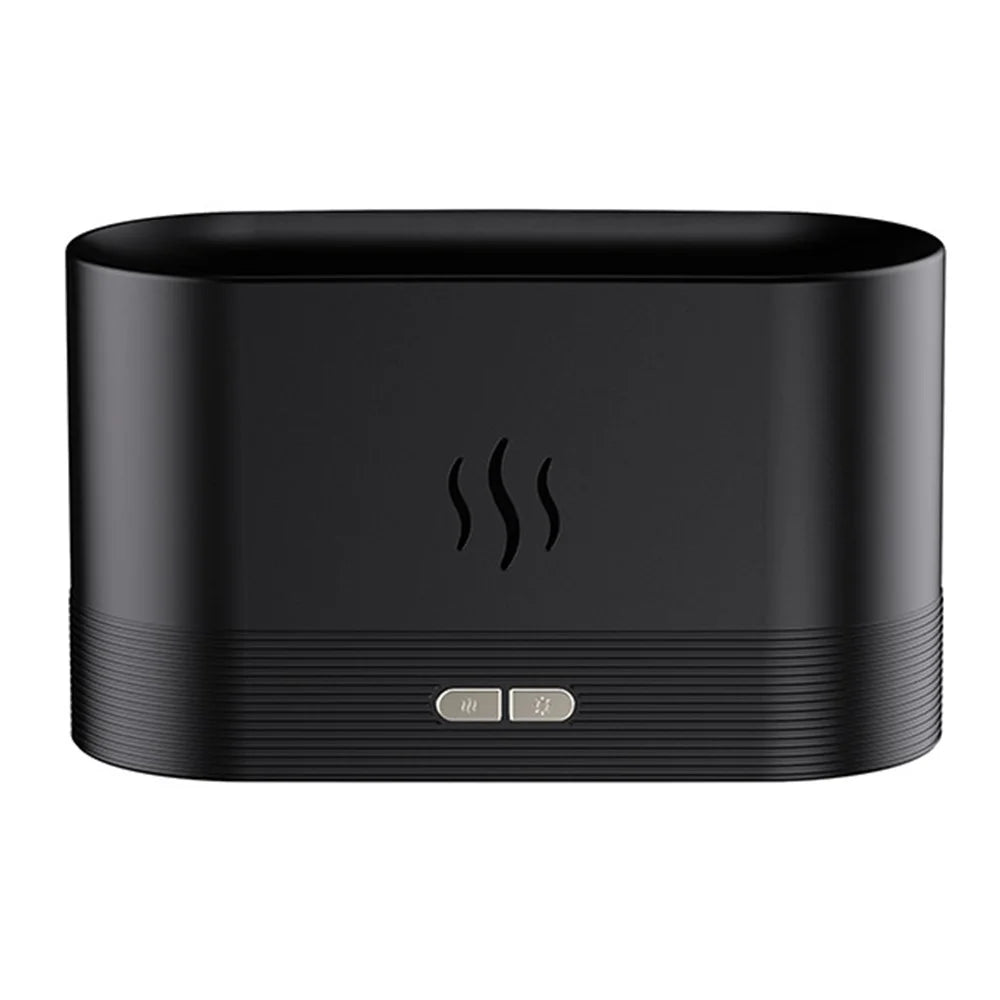 DQ701A 7-Color Aroma Diffuser Humidifier Desktop Simulation Flame Humidifier Fog Maker - Black - 1