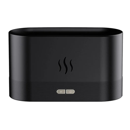 DQ701A 7-Color Aroma Diffuser Humidifier Desktop Simulation Flame Humidifier Fog Maker - Black - 1