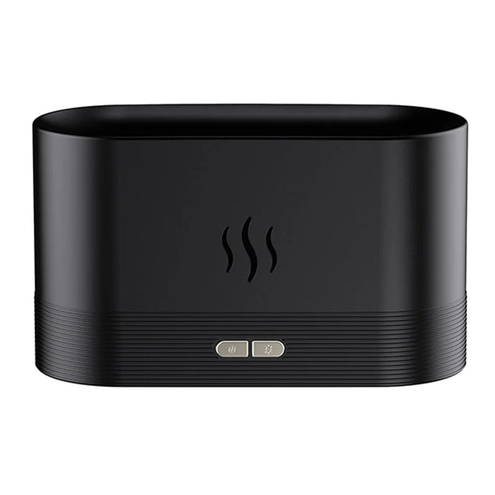 DQ701A 7-Color Aroma Diffuser Humidifier Desktop Simulation Flame Humidifier Fog Maker - Black - 1