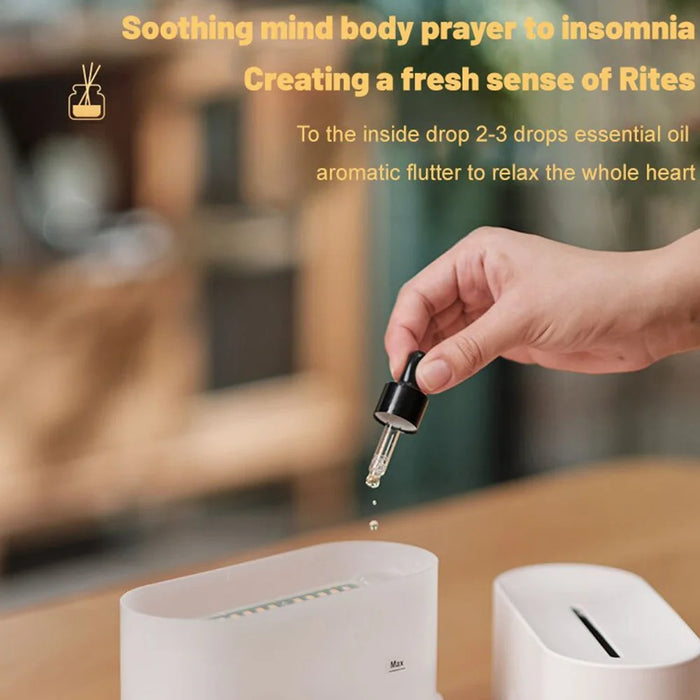 DQ701A 7-Color Aroma Diffuser Humidifier Desktop Simulation Flame Humidifier Fog Maker - Black - 7