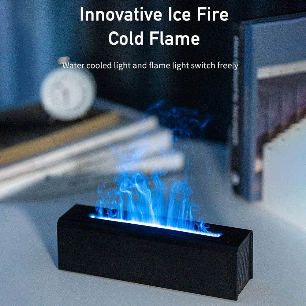 DQ711 Simulation Colorful LED Flame Home Air Humidifier Office Aroma Essential Oils Diffuser - Black - 2