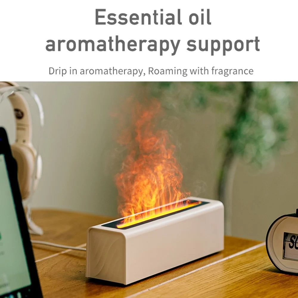 DQ711 Simulation Colorful LED Flame Home Air Humidifier Office Aroma Essential Oils Diffuser - Black - 4
