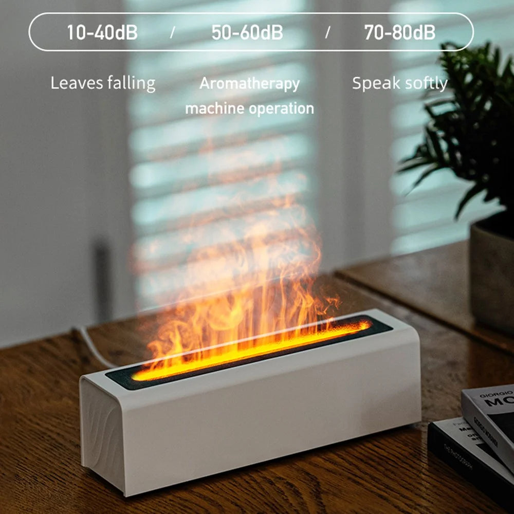 DQ711 Simulation Colorful LED Flame Home Air Humidifier Office Aroma Essential Oils Diffuser - Black - 5