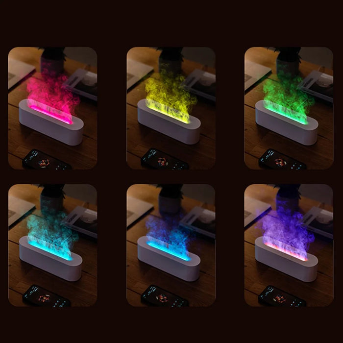 DQ709 Colorful Simulation Flame USB Humidifier Home Office Desktop Aromatherapy Mist Diffuser - Black - 3