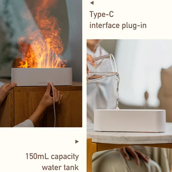 DQ709 Colorful Simulation Flame USB Humidifier Home Office Desktop Aromatherapy Mist Diffuser - Black - 5