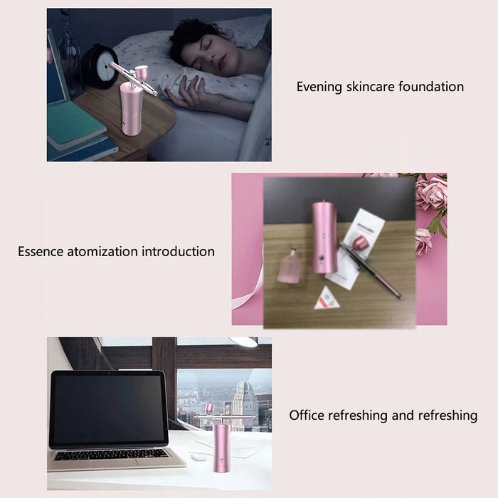 Professional Oxygen Facial Machine Portable Water Oxygen Sprayer Face Skin Moisturizing Oxygen Injection Airbrush - Pink - 5