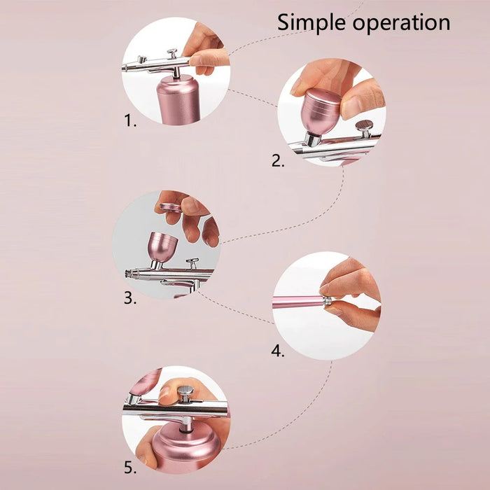 Professional Oxygen Facial Machine Portable Water Oxygen Sprayer Face Skin Moisturizing Oxygen Injection Airbrush - Pink - 6