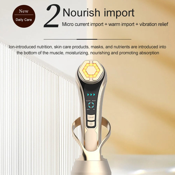 RF Face Lifting Machine EMS Pulse Therapy Device Skin Rejuvenation Micro Current Wrinkle Remover - Champagne - 5