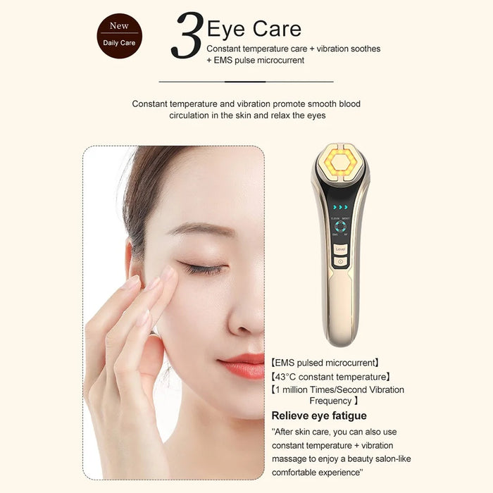 RF Face Lifting Machine EMS Pulse Therapy Device Skin Rejuvenation Micro Current Wrinkle Remover - Champagne - 6