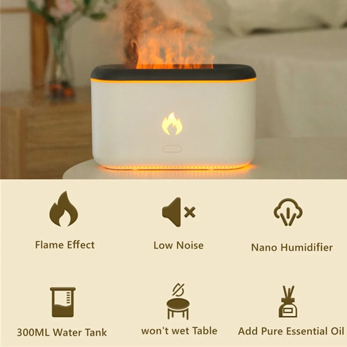 XF06 Simulation Flame Light USB Humidifier Home Desktop Aromatherapy Mist Diffuser - Black - 2