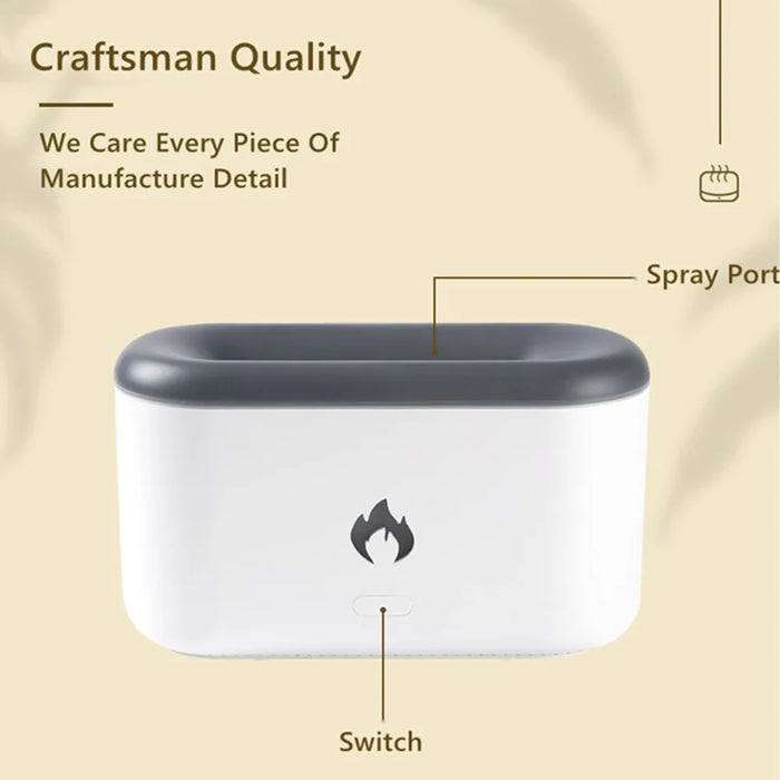 XF06 Simulation Flame Light USB Humidifier Home Desktop Aromatherapy Mist Diffuser - Black - 7