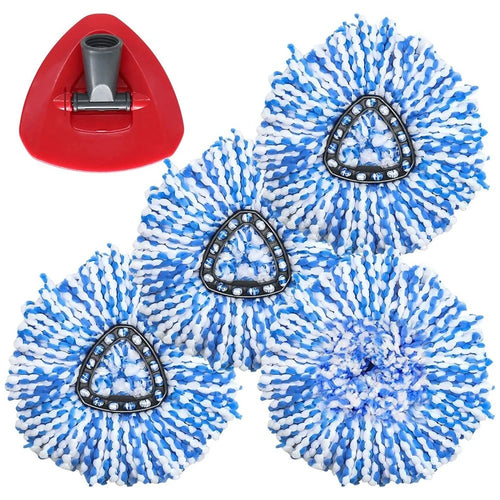 For O-Cedar EasyWring 2 Tank System Rotating Mop Base + 4 Spin Mop Replacement Cloth Head Accessories Set - Red / Blue - 1