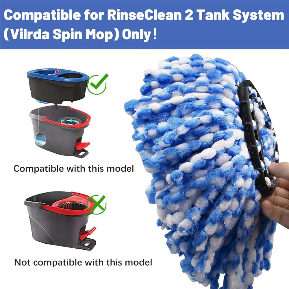 For O-Cedar EasyWring 2 Tank System Rotating Mop Base + 4 Spin Mop Replacement Cloth Head Accessories Set - Red / Blue - 2