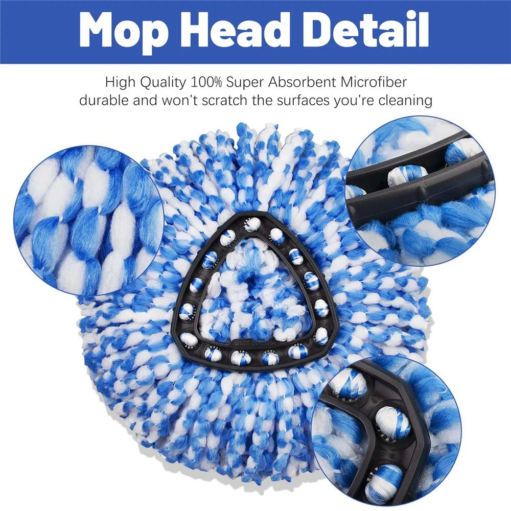For O-Cedar EasyWring 2 Tank System Rotating Mop Base + 4 Spin Mop Replacement Cloth Head Accessories Set - Red / Blue - 5