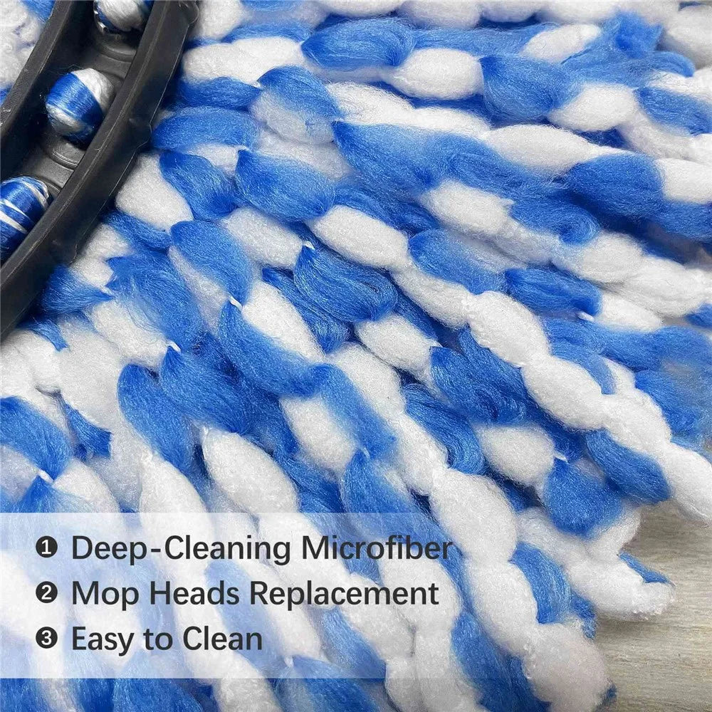 For O-Cedar EasyWring 2 Tank System Rotating Mop Base + 4 Spin Mop Replacement Cloth Head Accessories Set - Red / Blue - 6