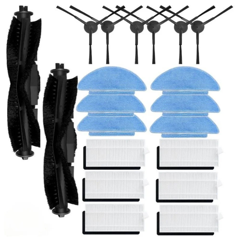 For Tikom L9000 / Lubluelu SL60 Sweeping Robot 2 Main Brushes + 6 Side Brushes + 6 Filters + 6 Rags Accessories Set - 1