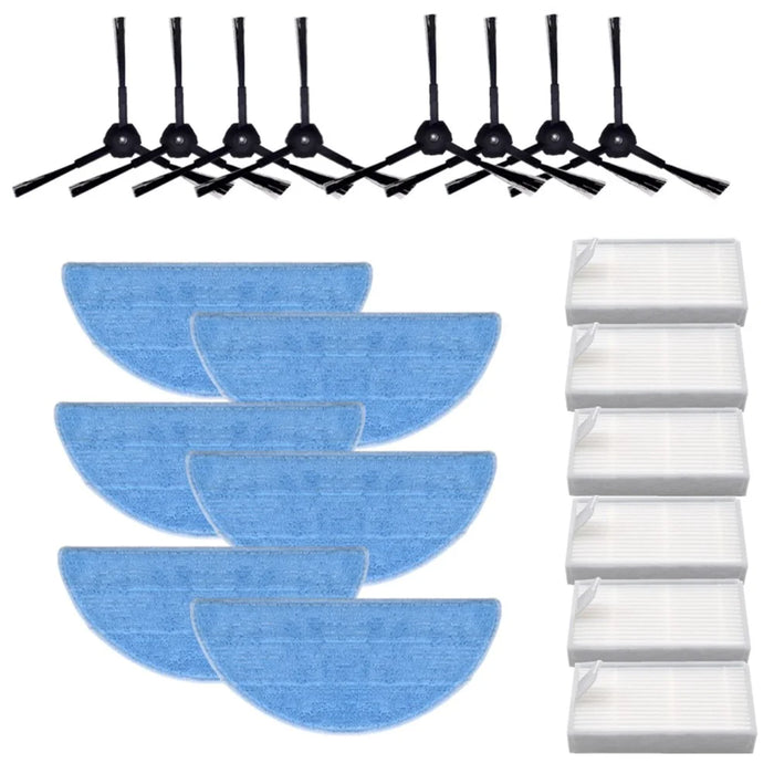 For ILIFE V5S / V5 / V3 Sweeping Robot 8 Side Brushes + 6 Filters + 6 Rags Replacement Accessories Set - 1
