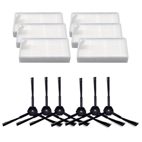 For ILIFE V5S / V5 / V3 Sweeping Robot 6 Side Brushes + 6 Filters Replacement Accessories Set - 1