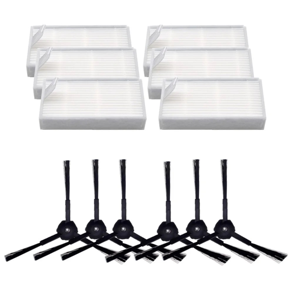 For ILIFE V5S / V5 / V3 Sweeping Robot 6 Side Brushes + 6 Filters Replacement Accessories Set - 1