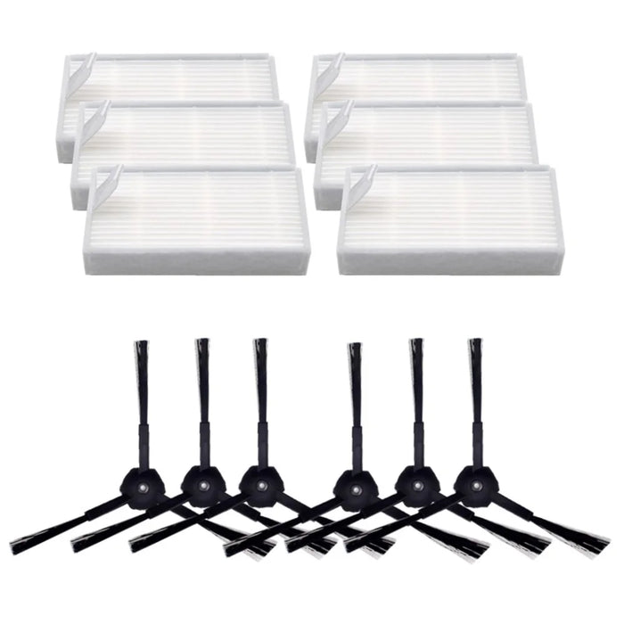 For ILIFE V5S / V5 / V3 Sweeping Robot 6 Side Brushes + 6 Filters Replacement Accessories Set - 1