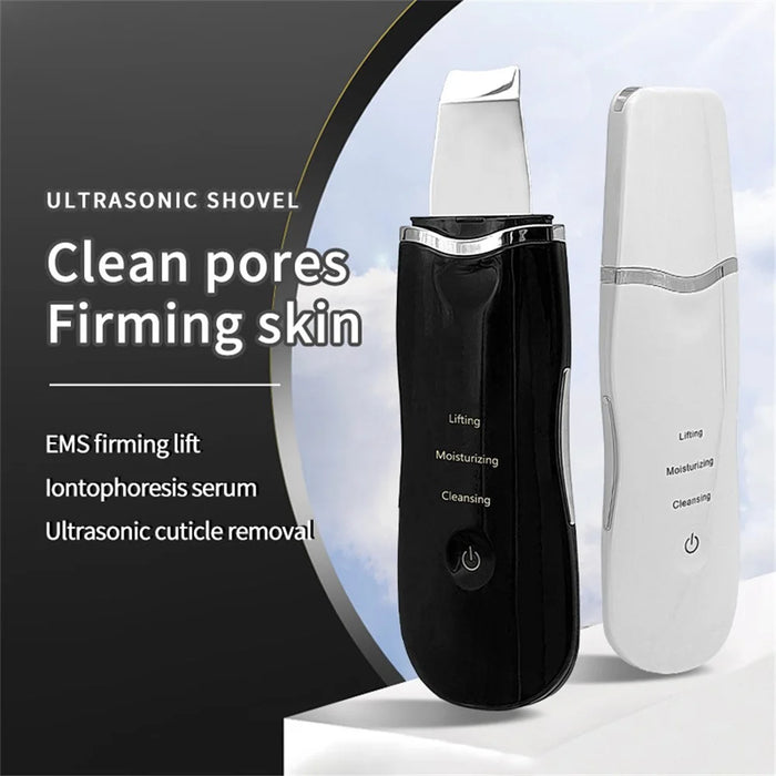 2W Ultrasonic Vibration Face Cleaning Machine Dead Skin Cleaner Scrubber Shovel Beauty Instrument - Black - 2