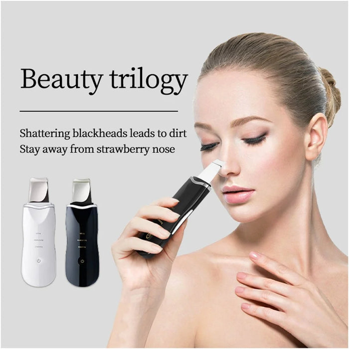 2W Ultrasonic Vibration Face Cleaning Machine Dead Skin Cleaner Scrubber Shovel Beauty Instrument - Black - 3
