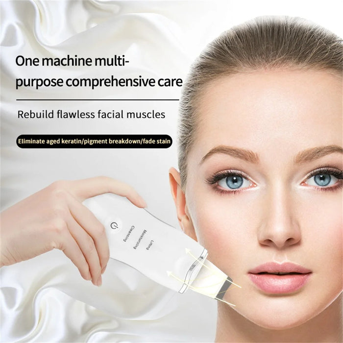 2W Ultrasonic Vibration Face Cleaning Machine Dead Skin Cleaner Scrubber Shovel Beauty Instrument - Black - 4