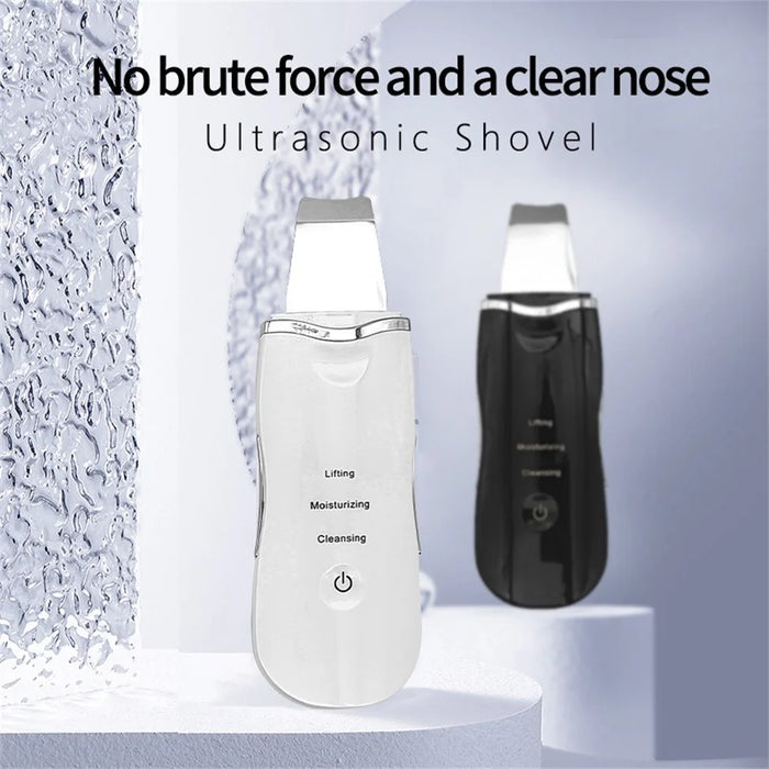 2W Ultrasonic Vibration Face Cleaning Machine Dead Skin Cleaner Scrubber Shovel Beauty Instrument - Black - 5
