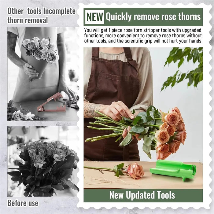 Handheld Rose Thorn Remover Portable Stem Stripper Tool for Gardening Flower Arrangement - Green - 7
