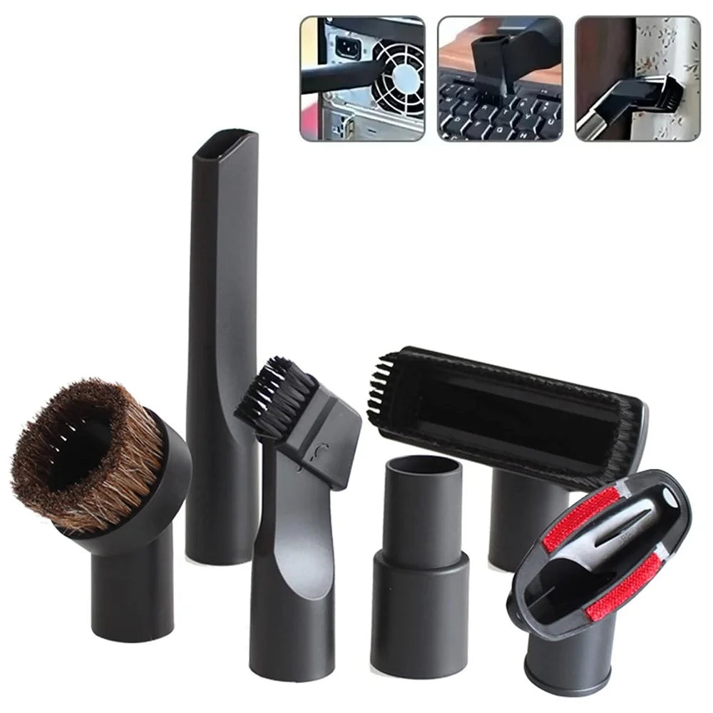6Pcs / Set 32 - 35mm Inner Diameter Universal Vacuum Cleaner Long Flat Nozzle Suction Head Brushes - 1