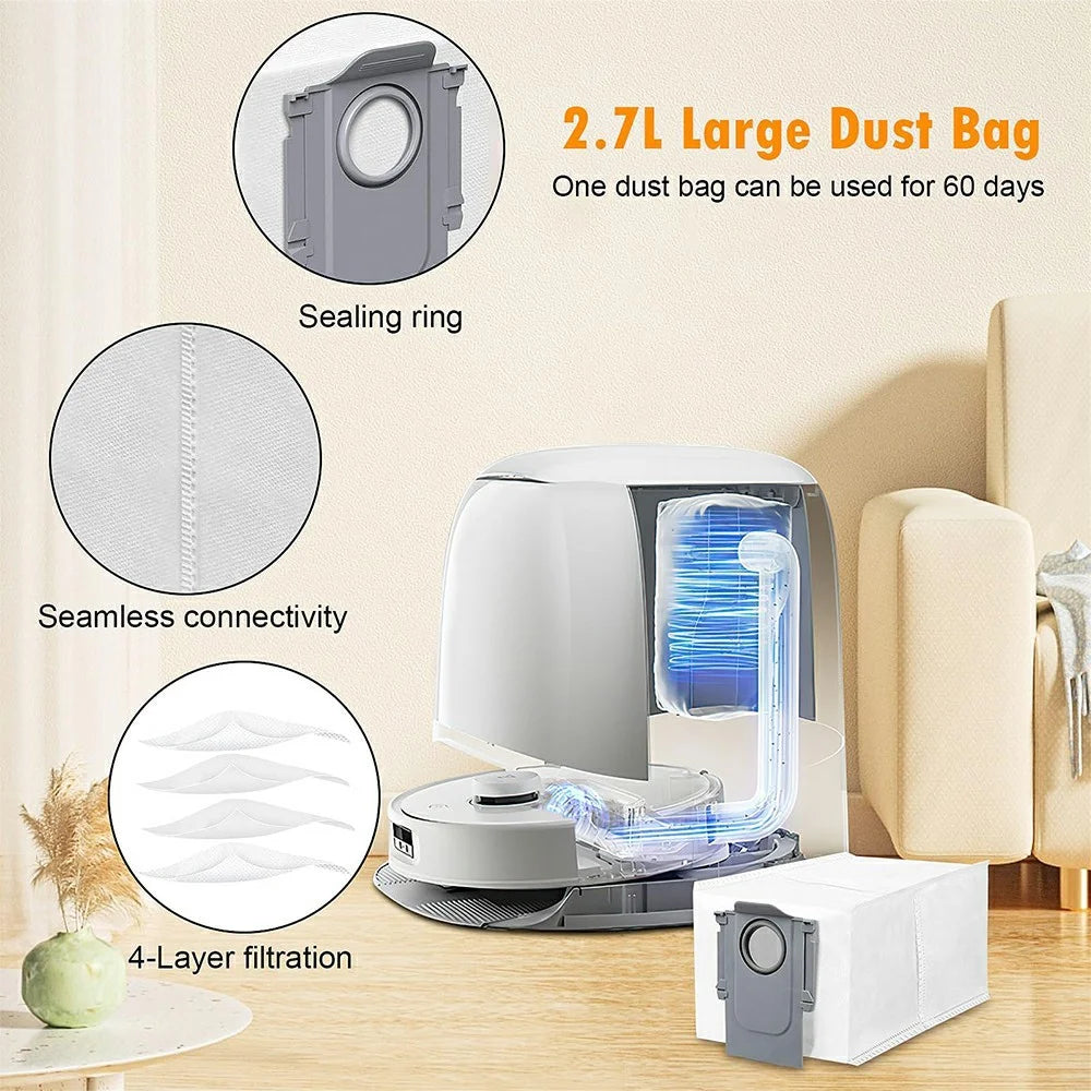 Dust Bags For Roborock T7S / T7S+ /  G20 / G10 / G10S / G10S Pro /  G10S Pure / S7 /  S7 Max / S70 / S75 Robot Vacuum Cleaner Accessories - 4