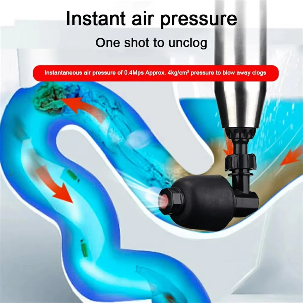 Toilet Plunger Clog Remover High Pressure Air Drain Blaster for Kitchen Bathroom Pipe Unblocker - Blue - 4