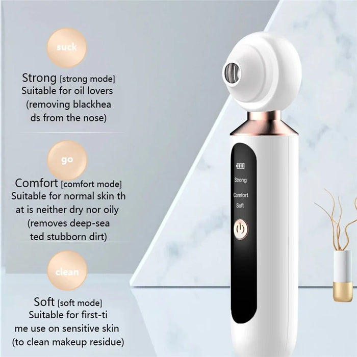 2061 Visual Blackhead Remover USB Rechargeable Face Pore Cleaner with 3 Suction Heads - 3