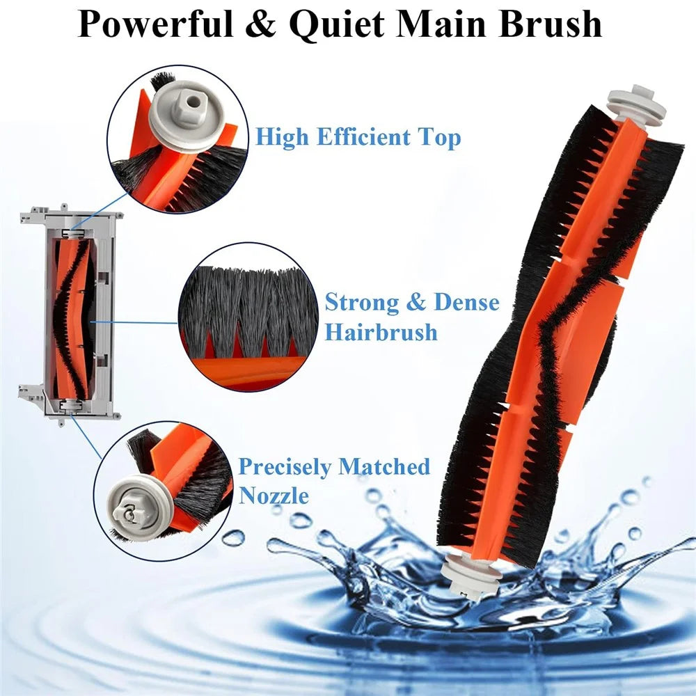 17Pcs Replacement Kit for Roborock S60 / S51 / S50 Vacuum Cleaner Main Brush Side Brush Mop Cloth Water Tank Filter Set - 6