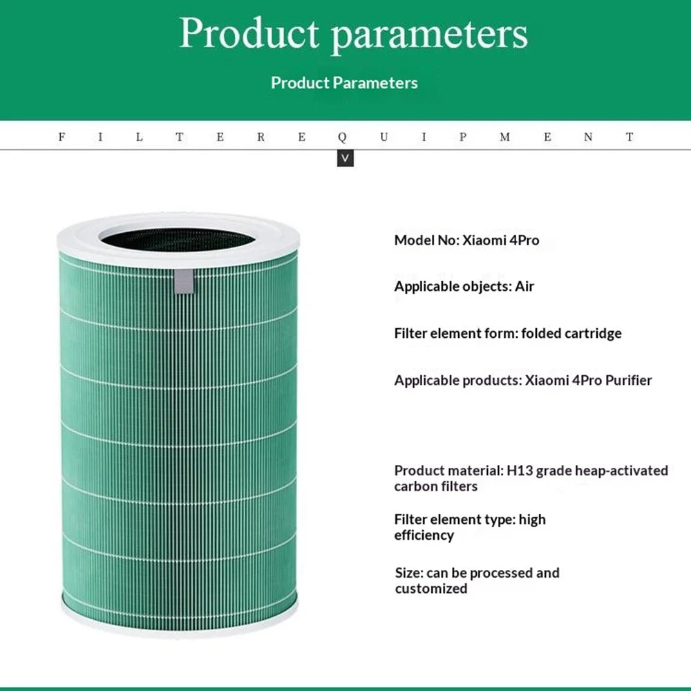 For Xiaomi Smart Air Purifier 4 Pro Filter H13 Class HEPA Dust Filter Replacement - Green - 6