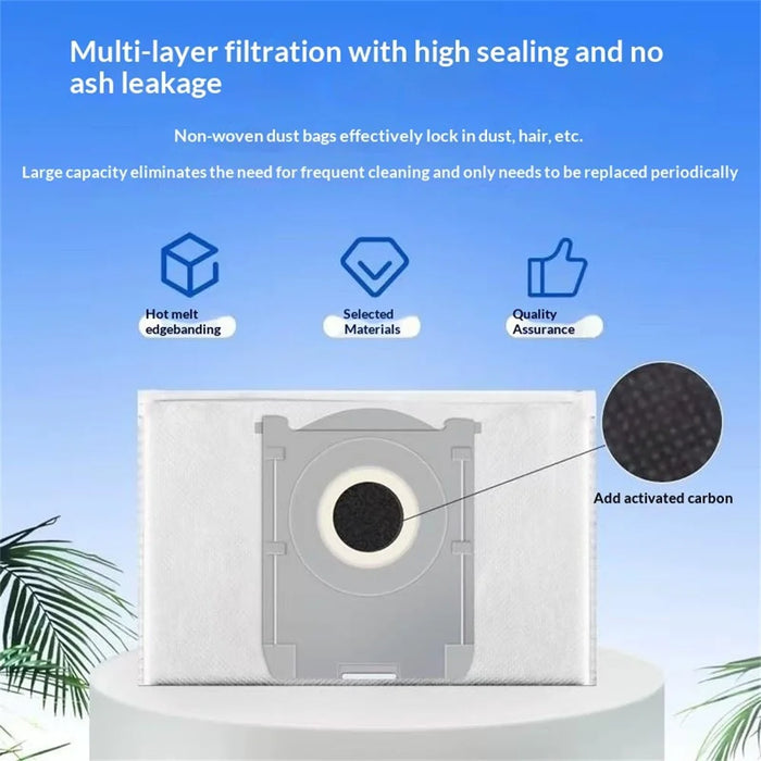 Dust Bag for Ecovacs Deebot T50 Pro / X8 Pro / T80 / X9 Robot Vacuum Antibacterial Dust Pouch Replacement - White - 4