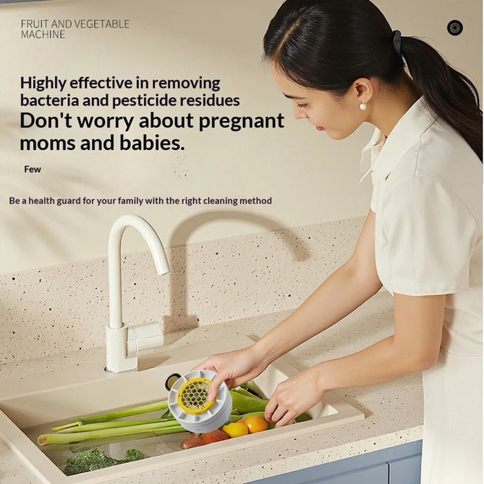 IPX7 Waterproof Kitchen Wireless Ultrasonic Fruit Vegetable Washer Food Purifier Sterilization Washing Machine - White - 4