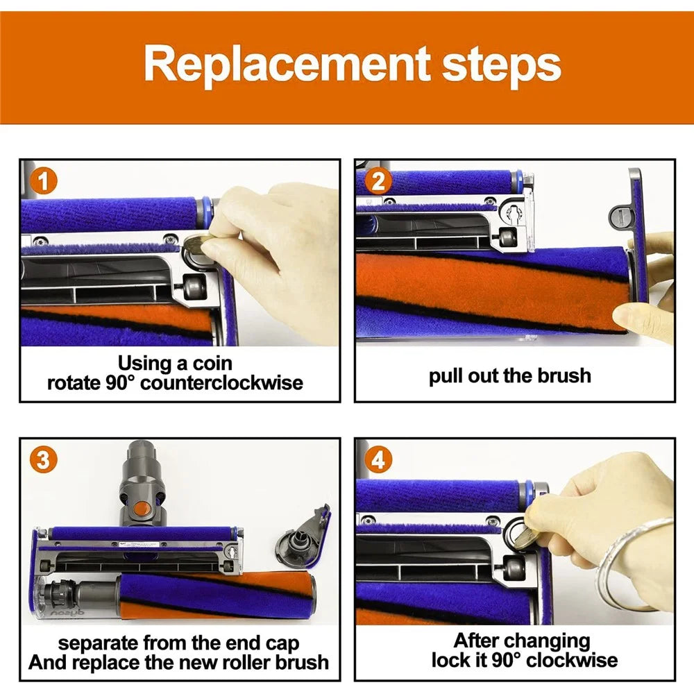 For Dyson V6 / V7 / V8 / V10 / V11 Vacuum Cleaner Soft Roller Head Brush Bar Replacement Parts - 4