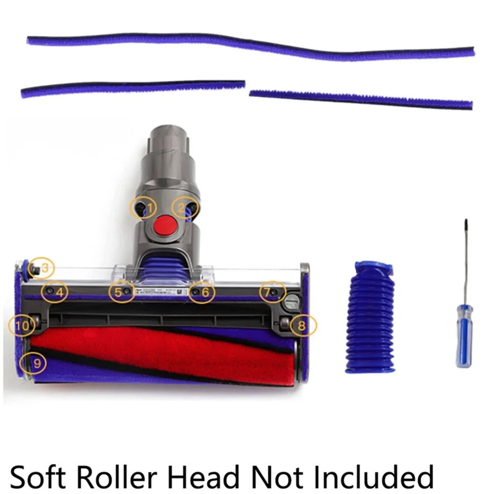 5Pcs / Set Replacement Filters Parts for Dyson Vacuum Cleaner, Soft Plush Strips + Blue Hose + T8 Screwdriver - 6