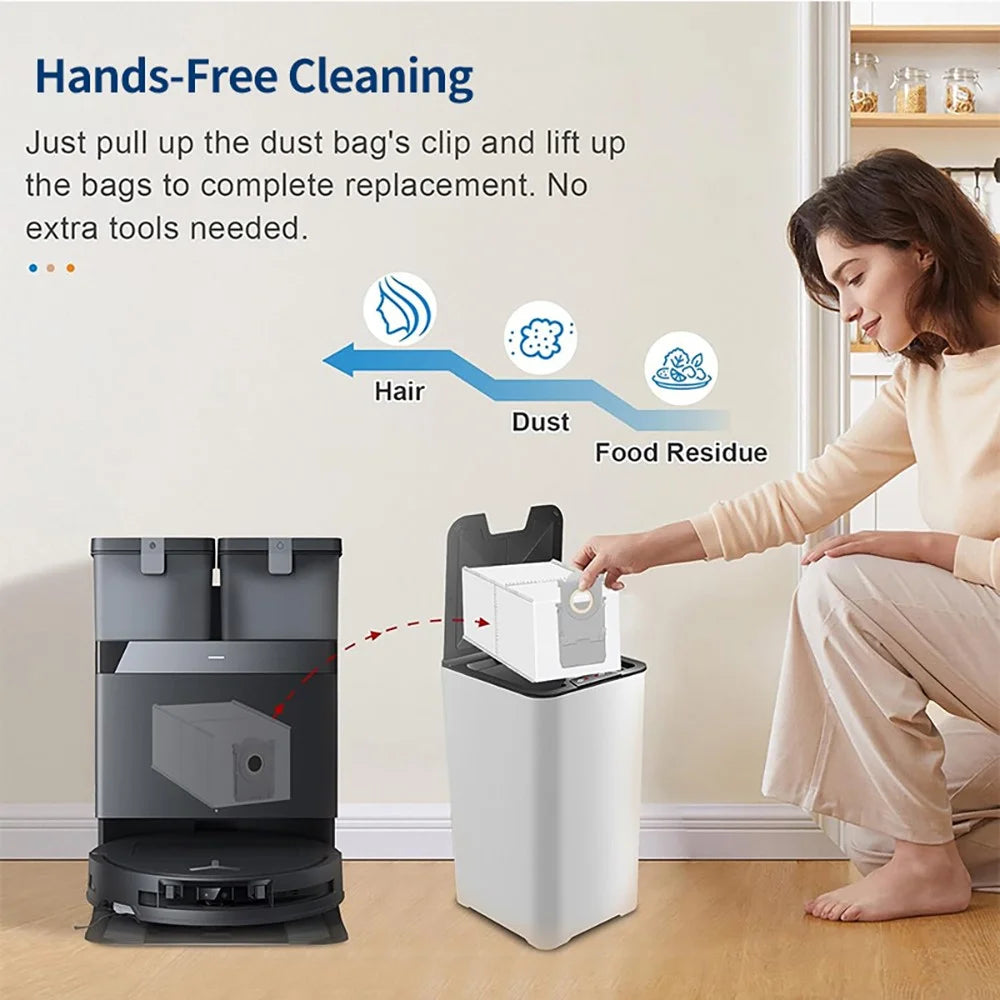 JUNSUNMAY 6Pcs Non-woven Fabric Dust Bags for Ecovacs Deebot T50 Pro  /  T50 Max  /  T50 Omni  /  T50 Pro Omni Robot Vacuum - 5